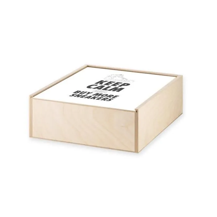 Boite Coffret en Bois - Keep Calm and Buy more Sneakers Sneakerhead Collection Shoes Hobby Kicks (11 x 11 x 3,5 cm)-1