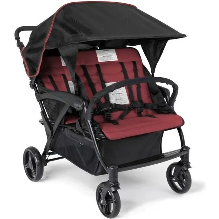 Poussette Quadruple - GAGGLE - Odyssey - 18 kg par enfant - 4 roues - Rouge-0