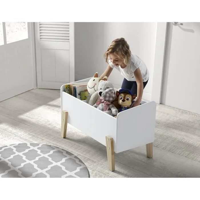 KIDDY Chambre enfant complète style scandinave en bois pin massif et MDF laqué blanc - l 90 x L 200 cm-2