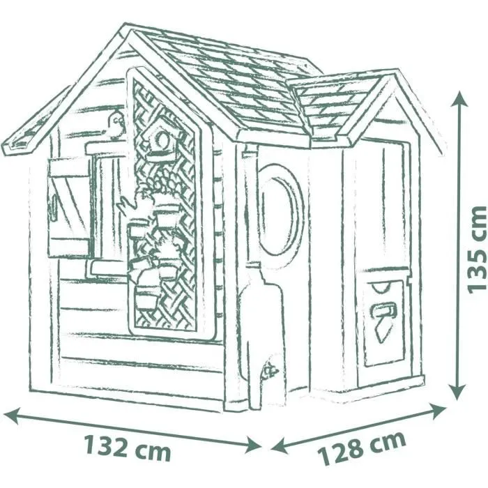 Smoby Life - Garden House - Maison thème Jardinage - Jardinière, Treillis, Mangeoire à Oiseaux, Récupérateur d'eau - Dès 2 ans-4