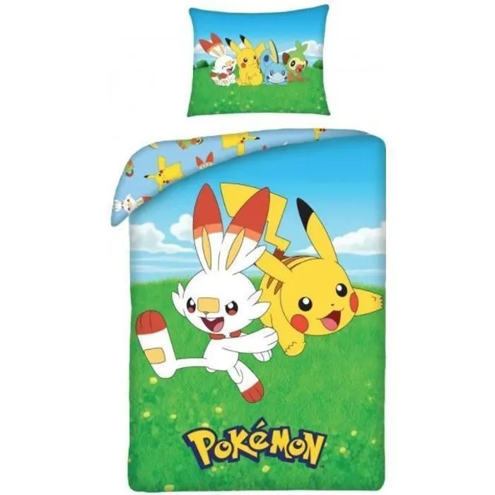 Parure de lit - Pokémon - 140x200 cm - 100% coton - Multicolore - Lavable en machine-0