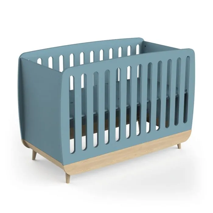 Créez un environnement de sommeil sûr et élégant pour votre petit avec le lit pour bébé de la série Firmiana. Le design bleu apai...-0
