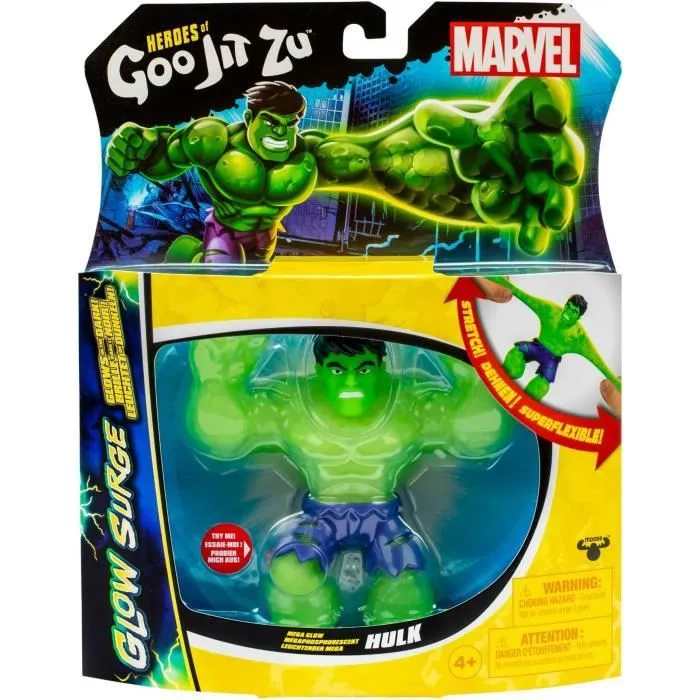 Hulk Glow Surge 11cm - HEROES OF GOO JIT ZU - MARVEL - Figurine lumineuse et extensible-0