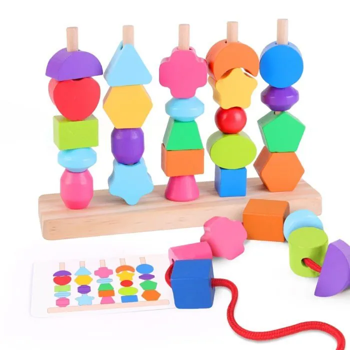 Formes en bois à empiler et trier - Jeu d'éveil | SUPERBE BEBE-0