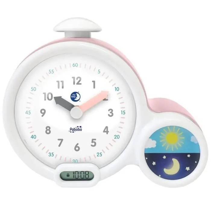 Réveil Enfant Éducatif Kid'Sleep - Claessens'Kids - Veilleuse Musicale - Jour/Nuit - Rose-0