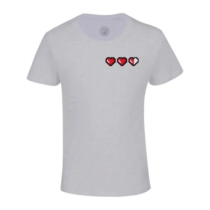 T-shirt Enfant Gris Coeur Vie Jeux Video Pixel Life Arcade Retro Gaming Video Game-0