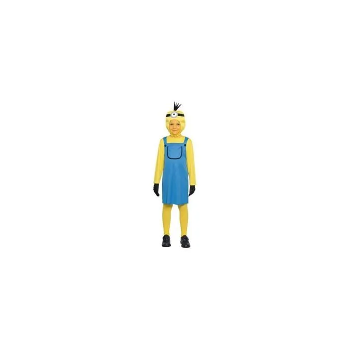 DEGUISEMENT MINION FILLE 7-9 ANS (ROBE, CAGOULE, GANTS)-0
