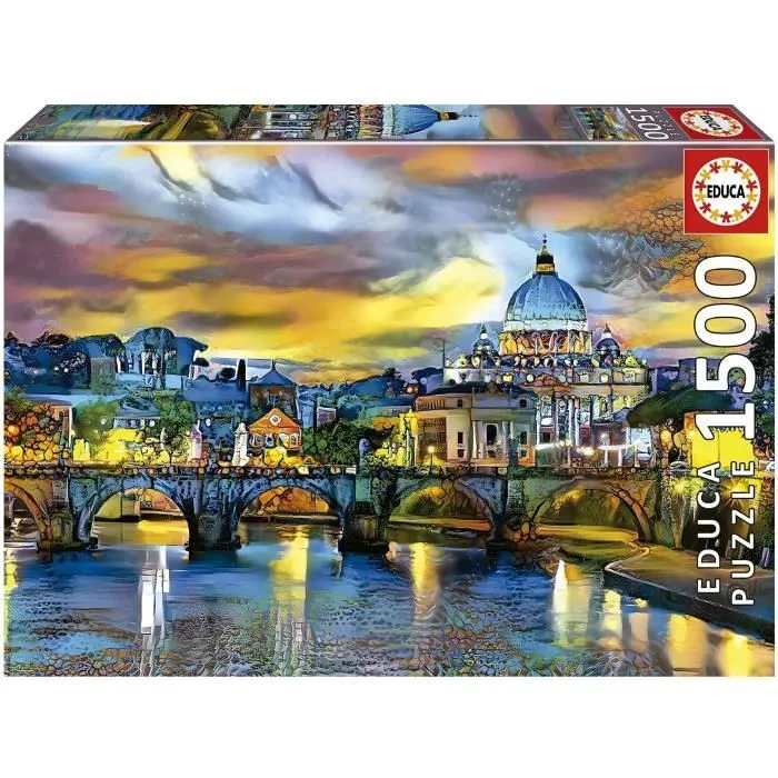 Puzzle 1500 pièces - EDUCA - BASILIQUE SAINT-PIERRE ET PONT SAINT-ANGE - Architecture et monument - Intérieur-0