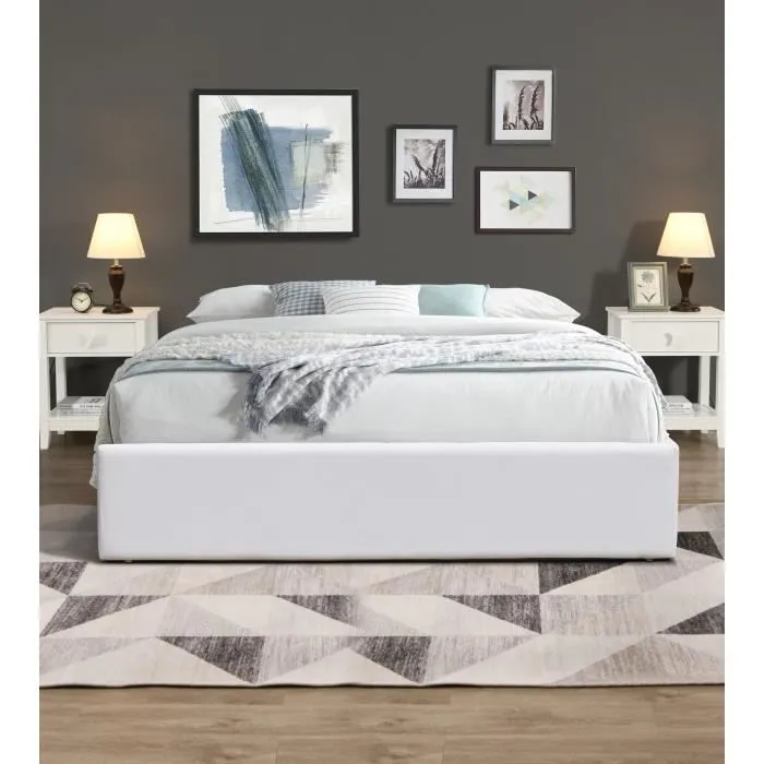 Lit Coffre - LORIS - 120x190 cm - Blanc - Design Contemporain - Sommier Inclus-1