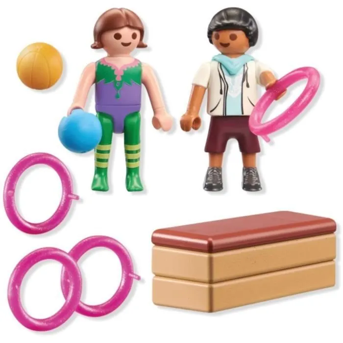 Duo d'enfants avec matériel de gymnastique-1