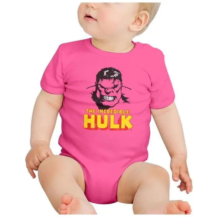 Body Bébé Manche Courte Rose The Incredible Hulk Super Héros BD Film Geek-1