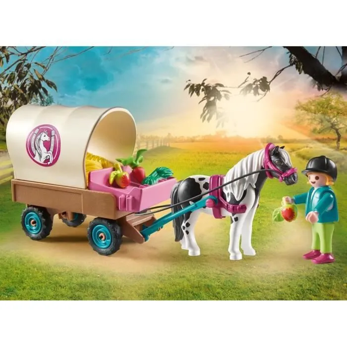 PLAYMOBIL - 70998 - Carriole avec enfant et poney - Jouet en plastique pour enfant de 4 ans et plus-1