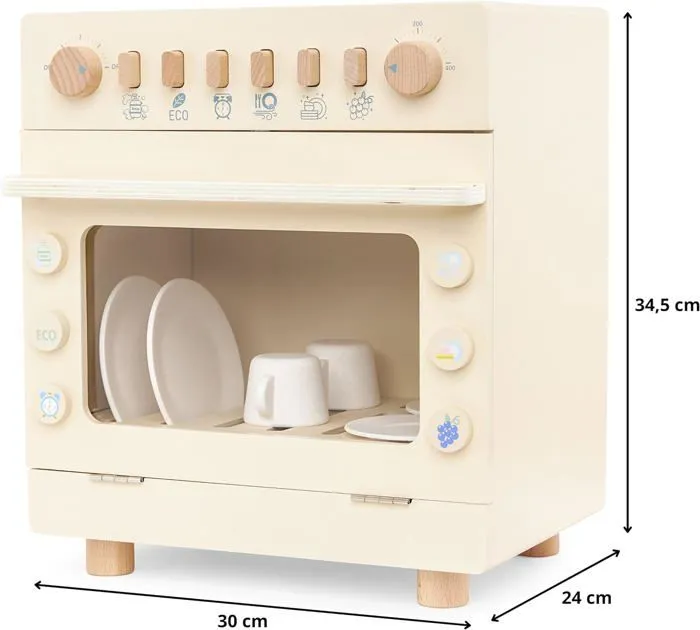 Jouet d'imitation Enfant- Imitation Lave Vaisselle en Bois- Mamabrum- Avec des ustensiles et tablettes de lave vaisselle- Norme CE-4