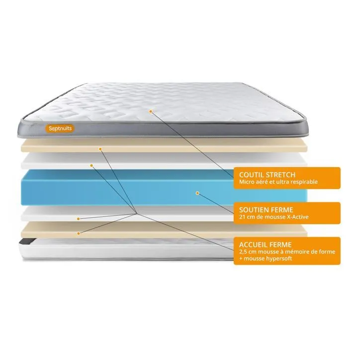 Matelas 140x200 Memo Zen Mousse à mémoire de forme 5 zones de confort MAXI épaisseur-3