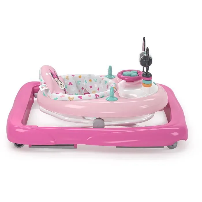 DISNEY BABY Trotteur bébé fille évolutif et pliable 2-en-1 - Minnie - Avec jouet d'éveil amovible intégré, Musique, Hauteur Réglable-1