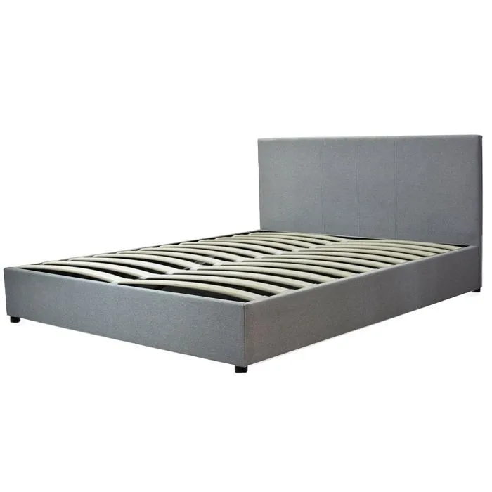 Lit Coffre Prestige 180 x 200 by Sampur | Tissu Gris clair | Sommier à Lattes en Bois + Tête de Lit inclus - Design Moderne-3