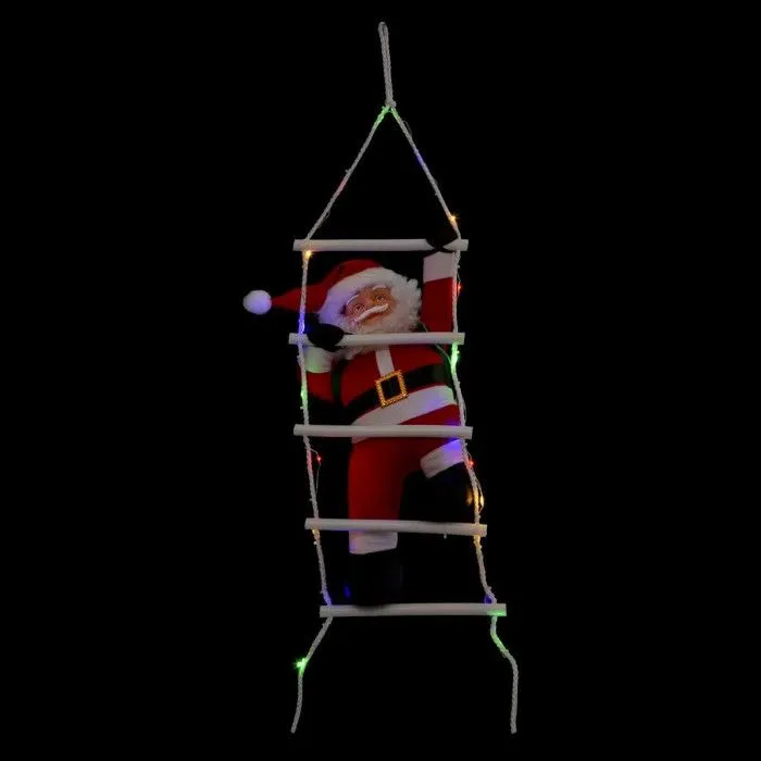 Père Noël Grimpeur Led "Échelle" 70cm Rouge-1