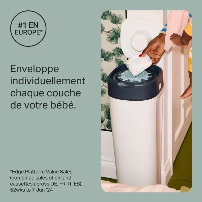 TOMMEE TIPPEE Twist and Click Poubelle à Couches de Taille XL, Comprend 1x Recharge avec GREENFILM-1