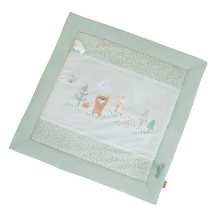 Tapis d'Éveil 100x100 cm - ROBA - Woodland Buddies - 100% Coton - Vert Pastel - Thème Forêt-0
