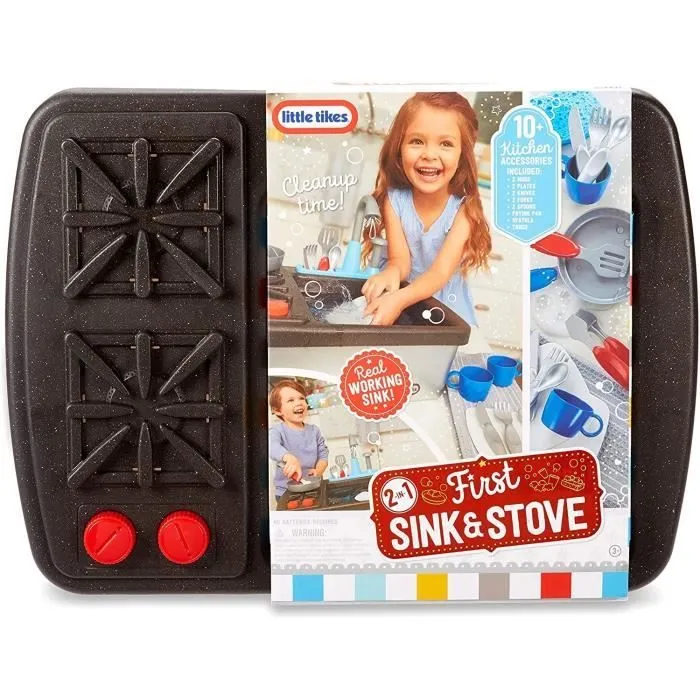 Évier et cuisinière - LITTLE TIKES - Primo - Fonctionne avec pompe - Inclus vaisselle - Dès 3 ans-1