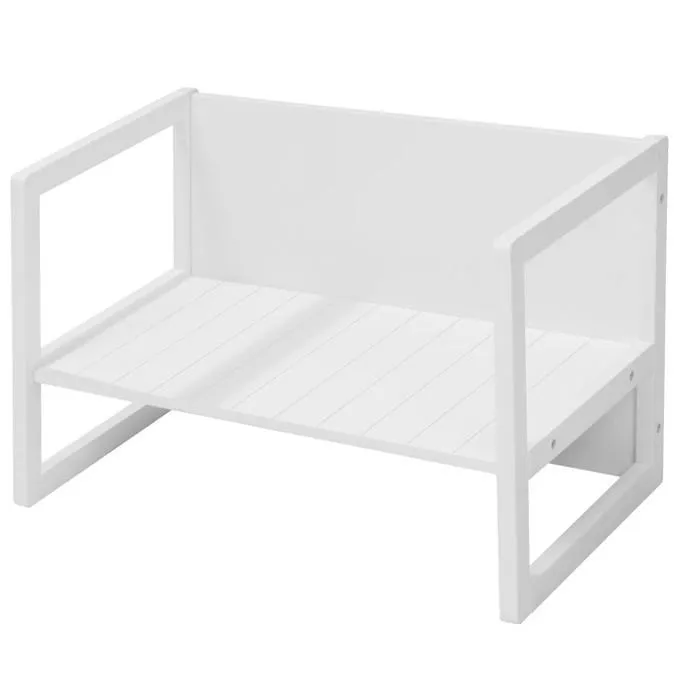 ROBA Banquette Enfant Réglable sur 2 Hauteurs d'Assise - Convertible en Table - Style Campagne - Blanc-0