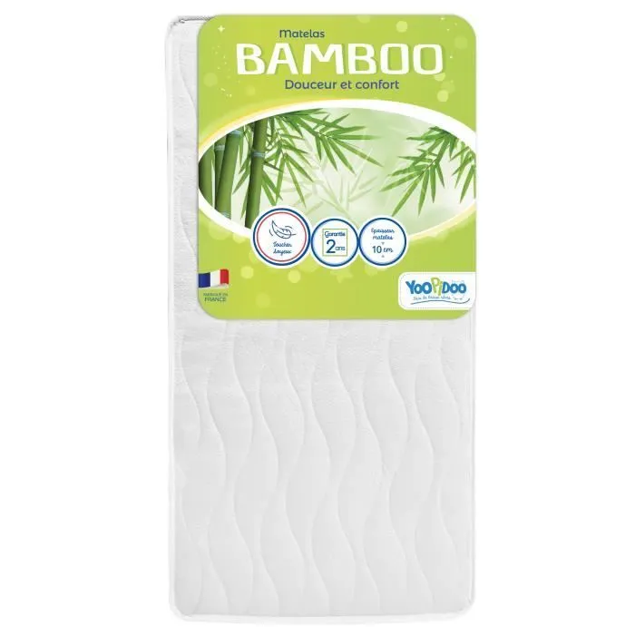 Matelas Bébé Bamboo - YOOPIDOO - 60x120 cm - Viscose Douce et Absorbante - Réversible - Déhoussable-1
