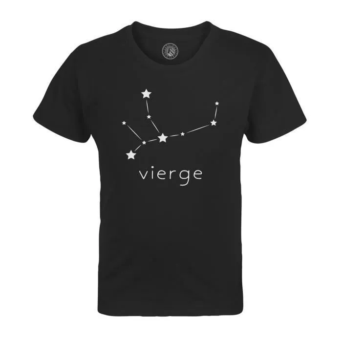 T-shirt Enfant Noir Vierge Etoile Signe Astrologie Constellation Minimaliste-0