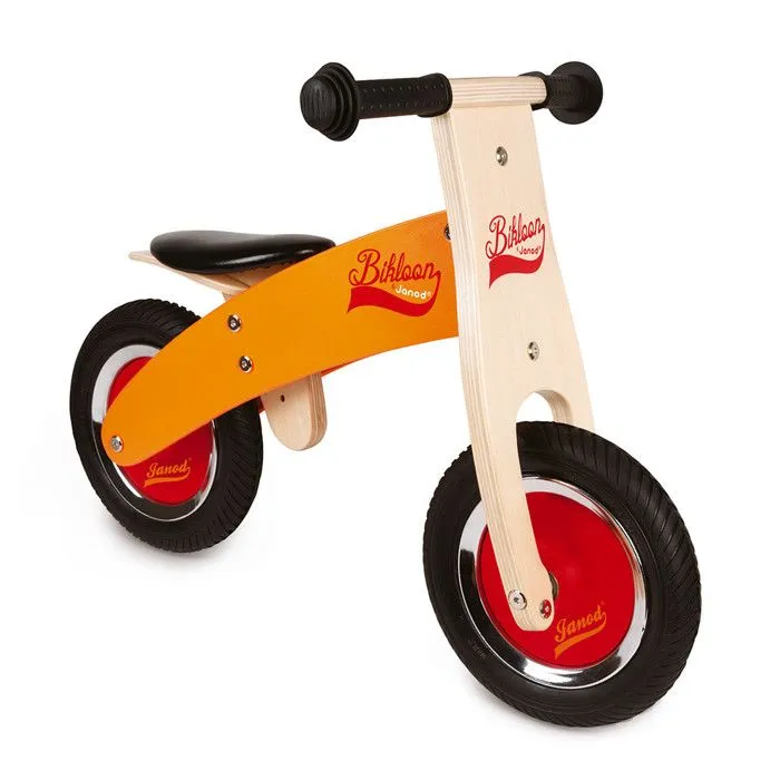 Draisienne en bois Janod Little Bikloon - Orange - Dès 2 Ans - Pneus gonflables - Selle réglable-0