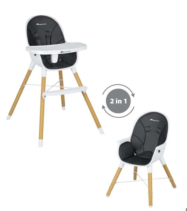 BEBECONFORT AVISTA Chaise haute évolutive, Dès 6 mois à 6 ans (30 kg), transaformable en chaise enfant, Mineral graphite-0