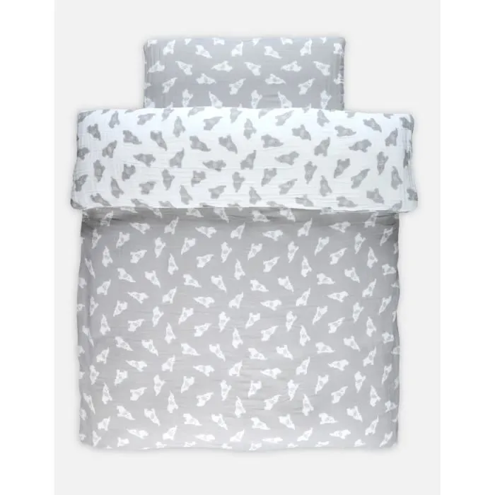 Housse de couette - Noukie's - Mousseline B - 100x140 cm - Réversible - Imprimée gris-0