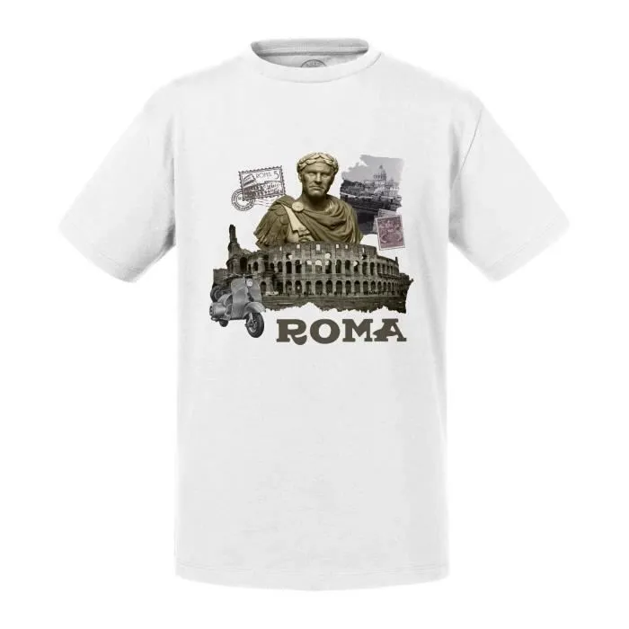 T-shirt Enfant Blanc Roma Vintage Rome Voyage Histoire Tourisme-0