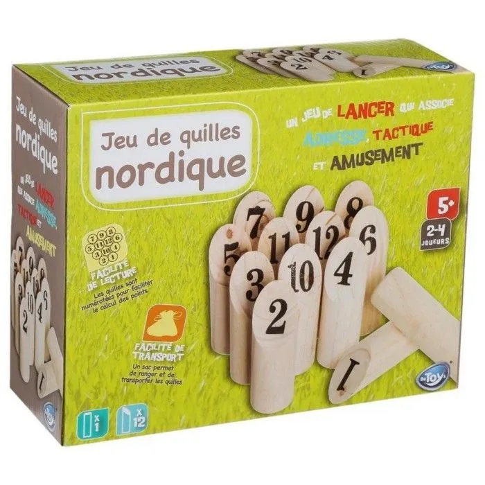 Jeu de quilles nordiques en bois - JJA - 12 quilles numérotées - Pour enfants - Extérieur-3