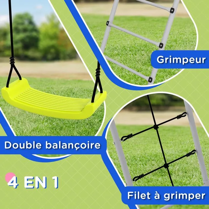 Outsunny - Balançoire pour enfants - Métal - 260x185x180cm - Vert-5