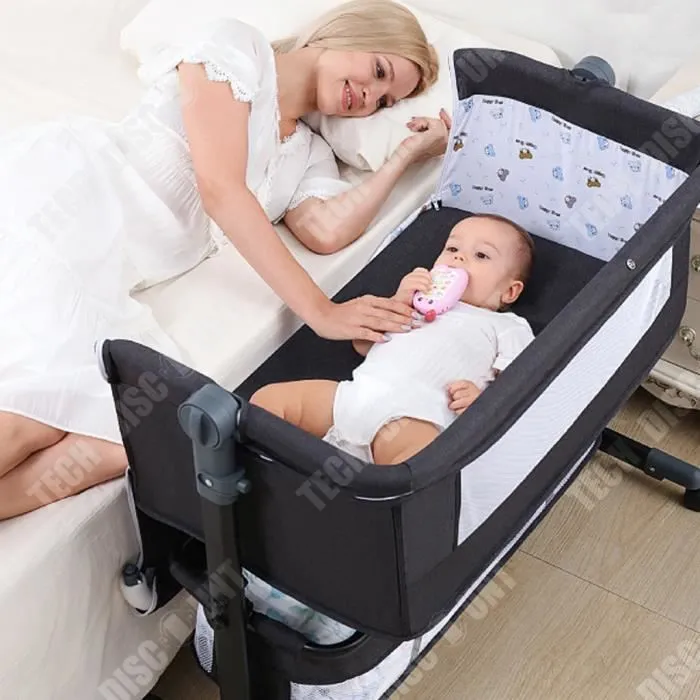 TD® Berceau nouveau-né épissage berceau lit multi-fonctionnel colonne vertébrale matelas portable amovible pliable avec moustiquaire-3