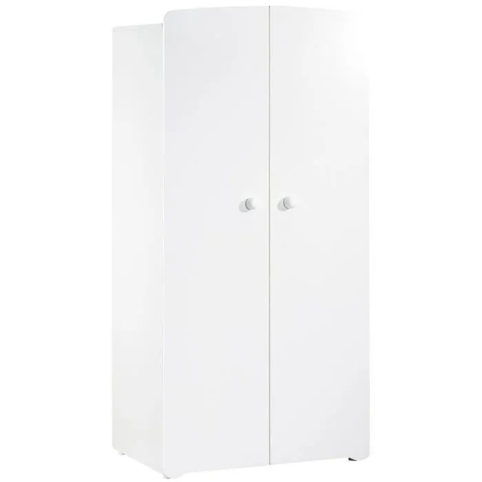 Chambre bébé trio Basic boule: Lit 120x60, commode à langer et armoire - Babyprice - Blanc-2