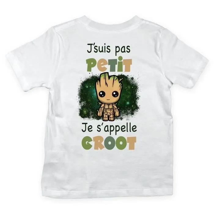 T-shirt Enfant - Marvel - Je ne suis pas Petit Je m'appelle Groot - Blanc - Manches courtes - Col arrondi-0