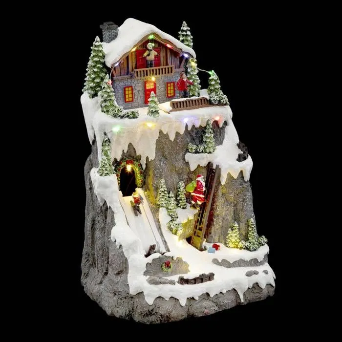 Village de Noël père Noël grimpeur animé 17 LED + transfo Feeric lights & christmas-2