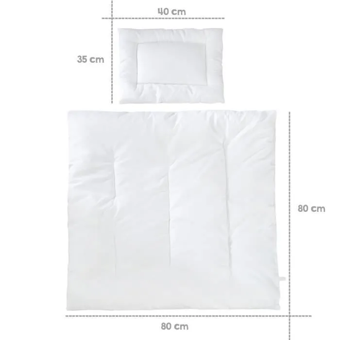 Parure de Lit Bébé Toutes Saisons - ROBA - Couette 80x80 + Oreiller 40x35 - Blanc-2
