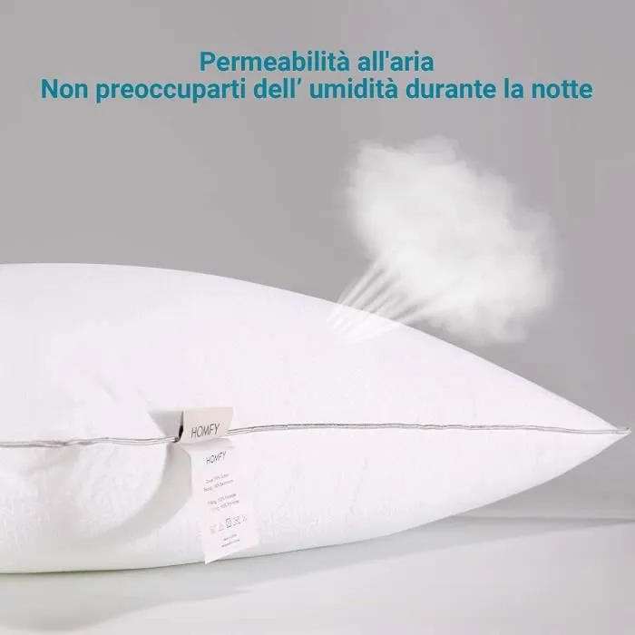 Oreillers 60x60 Lot de 2, Oreiller Ferme, Coussin, Garnissage Fibre Creuse, Blanc, Respirant, Anti-Acarien et Hypo-Allergénique-1