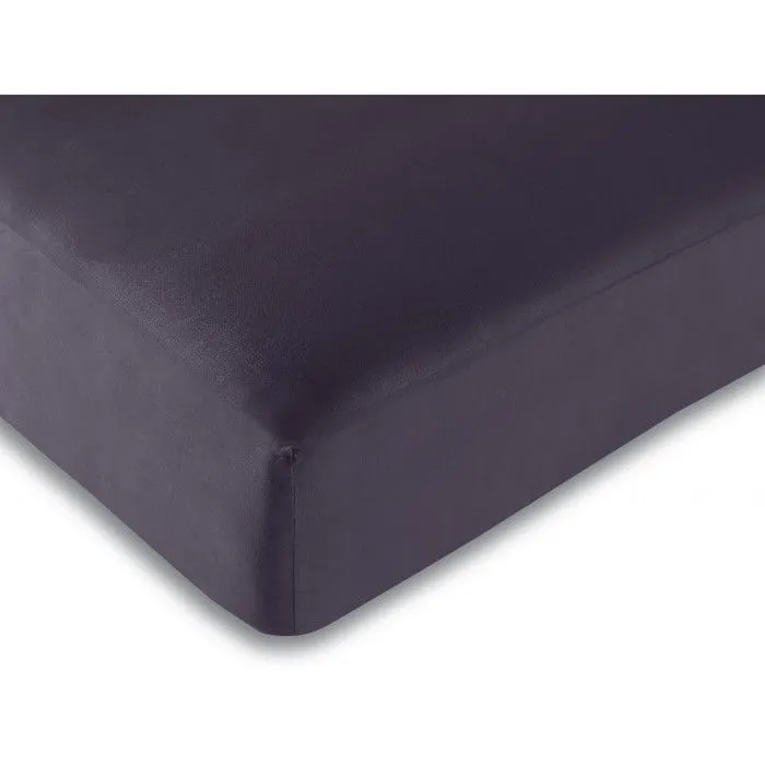 Drap housse Prune 140 x 190 cm / 100% coton / 57 fils/cm² - Violet - 140 x 190 cm-0