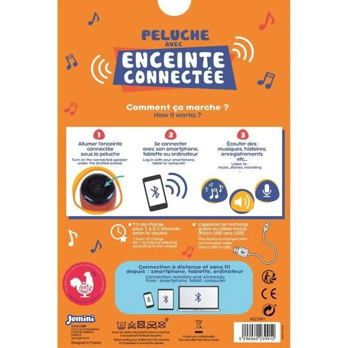 Peluche - JOHN LE RATON-LAVEUR - Bluetooth - 20 cm - Enceinte connectée - Mixte-1