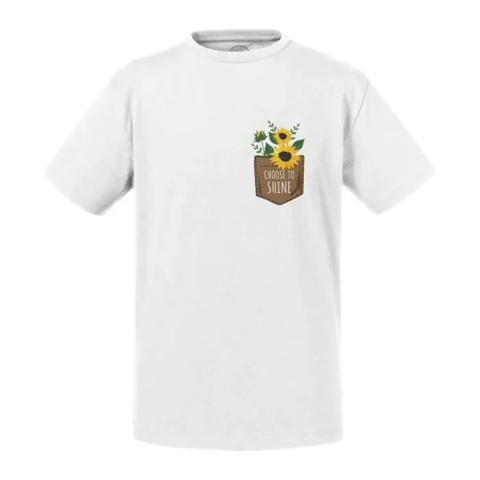 T-shirt Enfant Blanc Choose to Shine Tournesol Poche Surprise Illustration-0