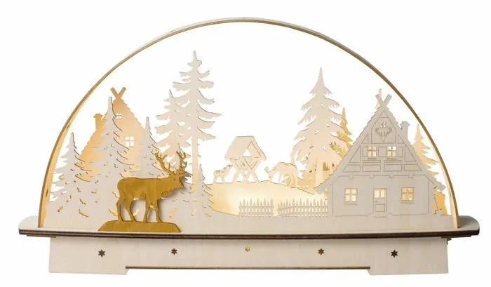 Village de noel - manege de noel - decor de noel Saico - LB1903 - Arche Lumineuse en Bois colore Grand modele-0