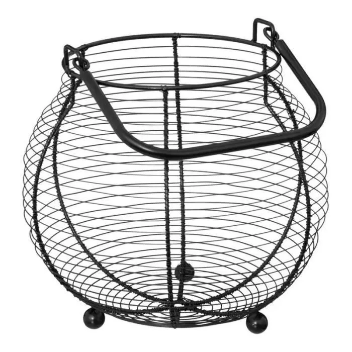 Panier de Rangement 55 Œufs "Métal" 23cm Noir-1