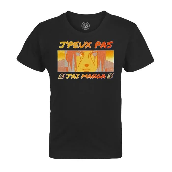 T-shirt Enfant Noir J'peux Pas J'ai Manga Itachi Anime Otaku Manga Fanart-0
