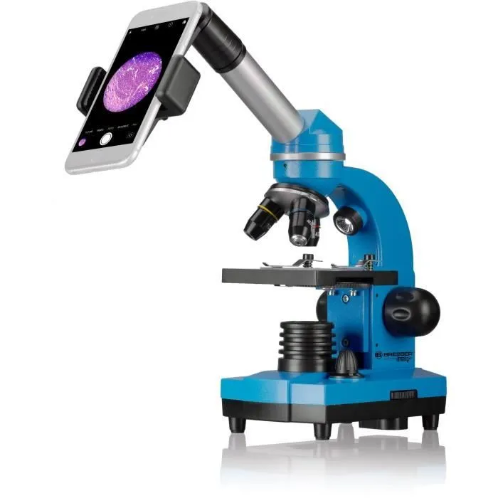 Microscope étudiant BIOLUX SEL - BRESSER JUNIOR - grossissement 40x-1600x - kit d’expérimentation - bleu-1