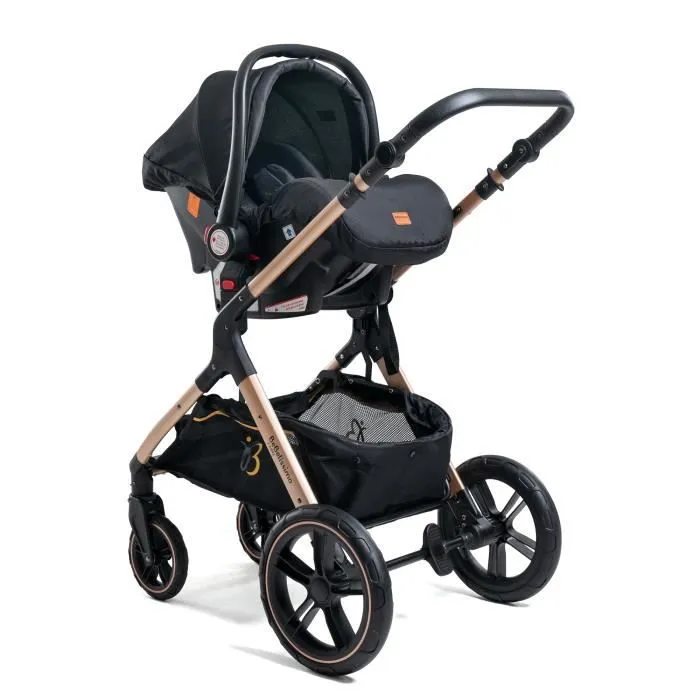 BEBELISSIMO - Poussette combinée trio 3 en 1 - siège auto 0m – nacelle – dès la naissance – jusqu’à 22kg – Premium - noir-2