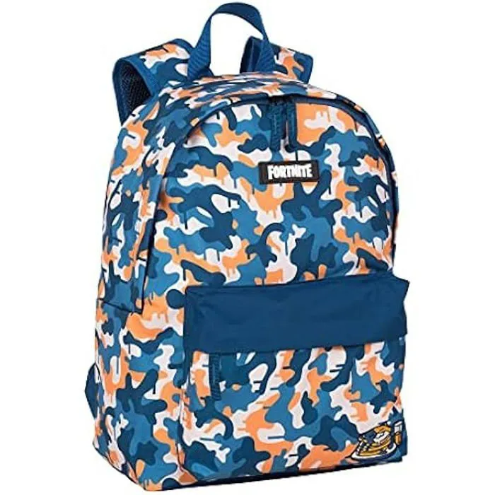 Sac à dos école américain Fortnite Blue Camo - poche principale et poche avant - compartiment pour ordinateur et intérieur doublé --0
