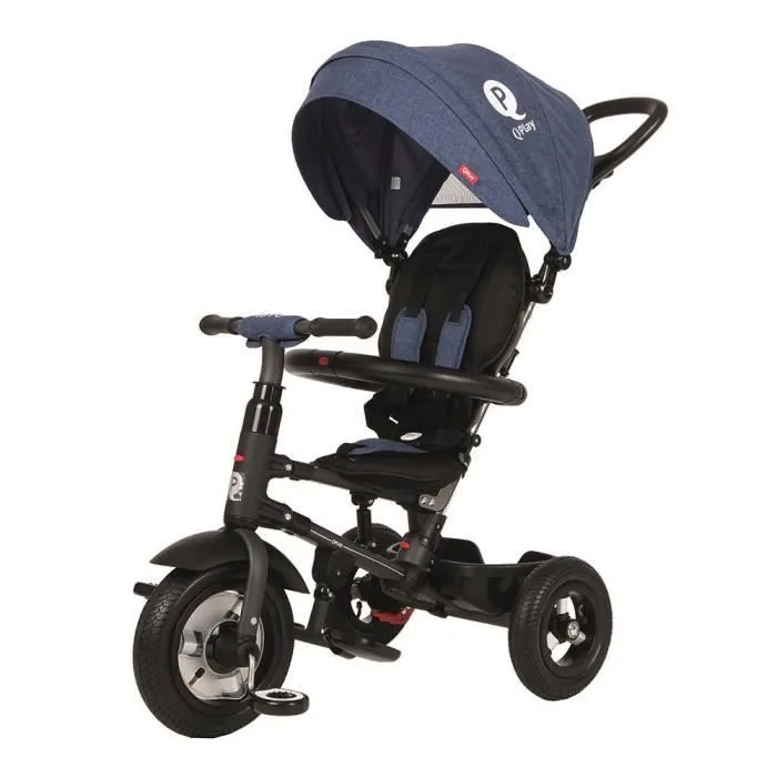 QPLAY- Tricycle évolutif pliant Rito avec roues pneumatiques bleu-0