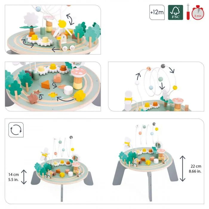 Table d'Activités en Bois Sweet Cocoon - 9 Activités pour Enfants - Jouet d'Éveil - en Bois FSC - Thème Jardin - Dès 12 mois-1